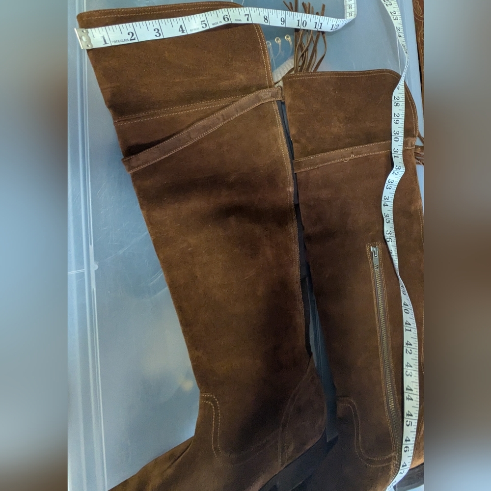 Frye Molly Tassel Brown Suede Over The Knee Boots Women’s 8.5 OTK - Picture 10 of 14